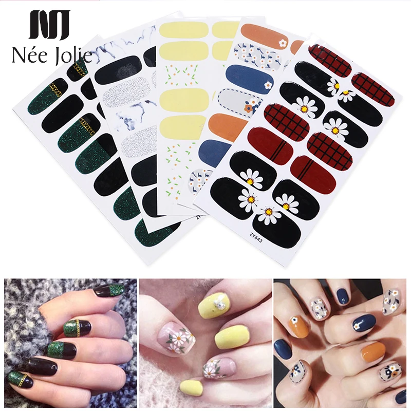 

1 Sheet Nail Wraps Flowers Mixed Size and Patterns Self-adhesive Full Cover 3D Nail Stickers Decals Nail Art Decorations