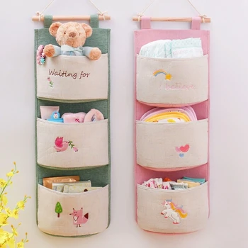 

Multi-pocket Design Hanging Storage Bag Cotton Linen Sundries Storage Organizer Decorating Kids Bedroom Livingroom 1PC