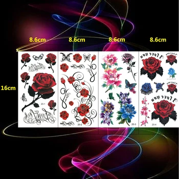 

4PCS /set Transfer Tattoo Flower Kids Tatoo Cool Tattoos For Hand Butterfly Sticker Rose Temporaire Homme Cute Tatu