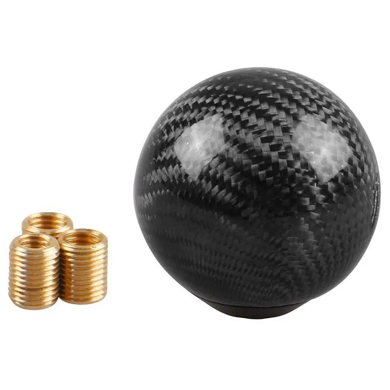 

Ball Shift Knob Adapter Kit Universal Car Gear Shifter Lever Round-Ball Shape Carbon Fiber Black