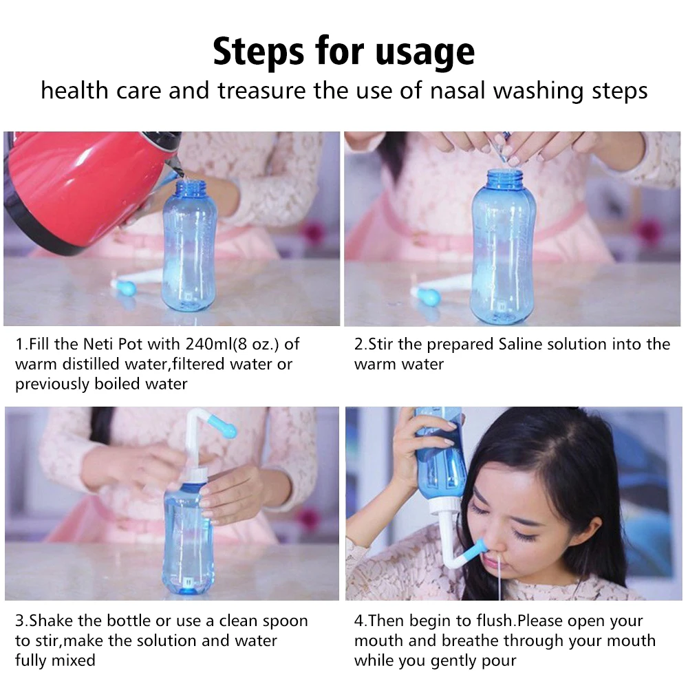 300ml Nasal Wash Sinusitis Nose Cleaner for Adults Child Allergic Rhinitis Treatment Nasal Irrigator Neti Pot Nose Cleaning Tool nasal irrigator set baby nose cleaning tools