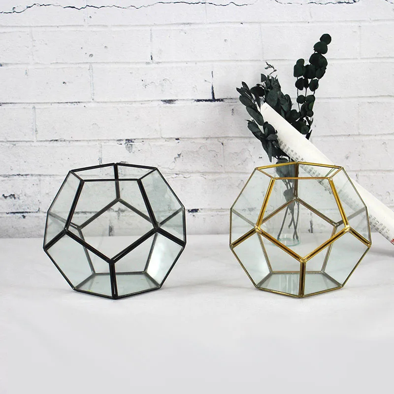 Геометрические пятисторонние в форме футбольного мяча стеклянные цветочные комнатные растения цветы пейзаж куб ваза декор на стол