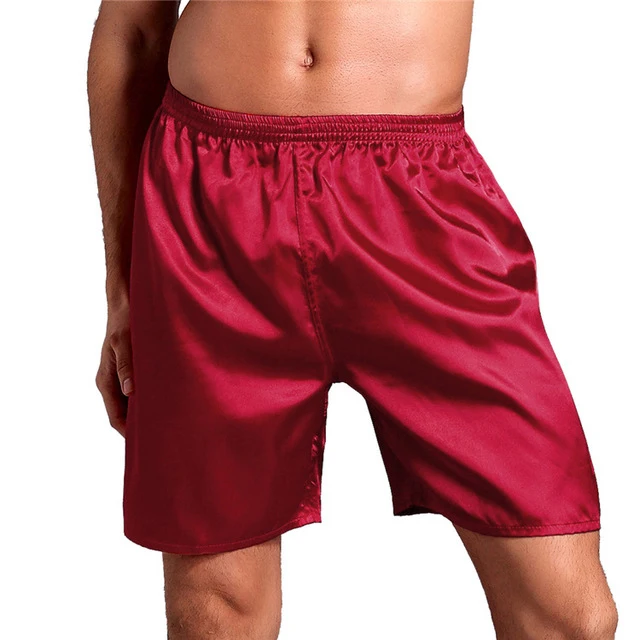 Китайский мужской темно-красный атласный халат с поясом кимоно купальный халат ночная рубашка домашняя пижама для отдыха S M L XL XXL D202-10 - Цвет: wine red shorts