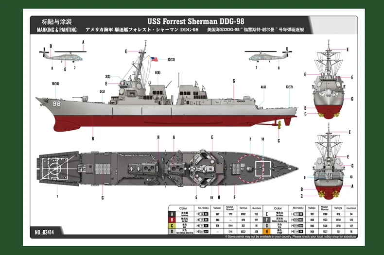 Трубач 83414 Америка 1/700 ВМС DDG-9" Форрест процесс Шерман" управляемый ракетный эсминец