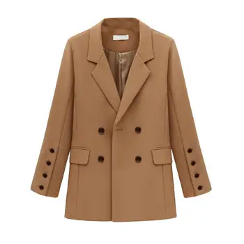 

Women's wool coats 2019 new fashion double-breasted loose woolen coat autumn casual Outwear XL Female Jacket chaqueta mujer