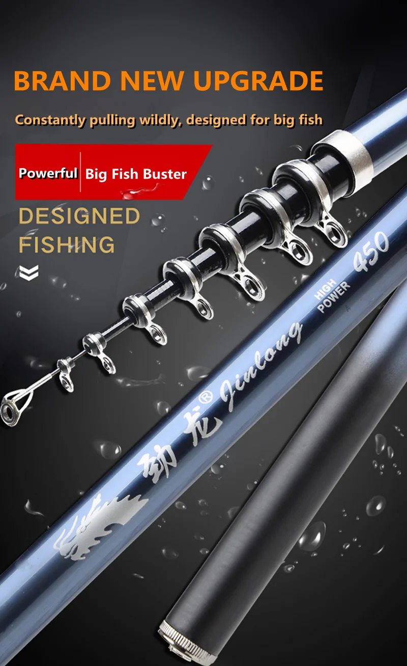 2.7M-5.4M Carp Fishing Rod Feeder Hard Carbon Fiber Telescopic Fishing Rod Pole 