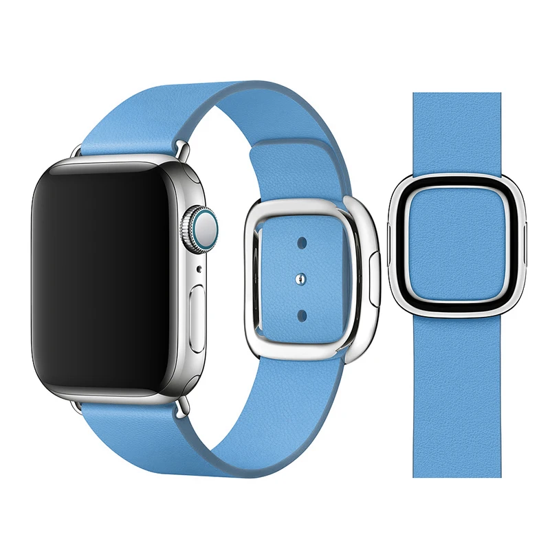 Band For Apple Watch Band 42mm 38mm Leather Loop Strap Modern Style Bracelet Accessories For iWatch Series 4 3 2 1 40/44mm - Цвет ремешка: 7 Sky blue