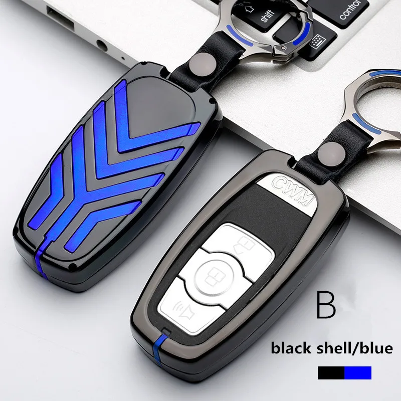 Чехол для ключей из цинкового сплава, подходит для Great Wall Haval H6 H7 H4H9 F5 F7 H2S C50, автомобильный Стайлинг, автомобильные аксессуары, брелок - Название цвета: C-black blue