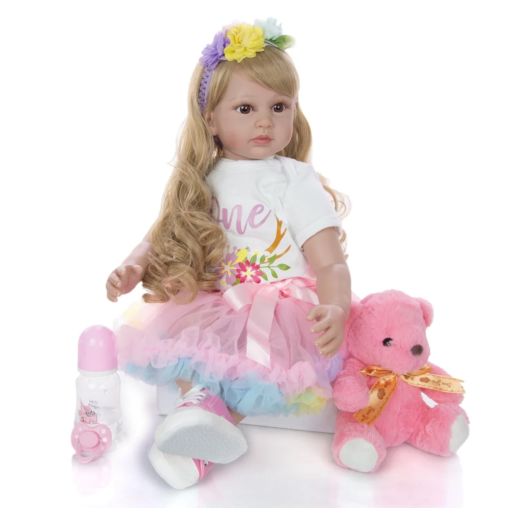 KEIUMI милая кукла 24 ''60 см как принцесса Reborn Baby, игрушки, виниловые куклы для малышей, девочки, золотые волосы, подарок на день рождения, детская игрушка для игры в дом