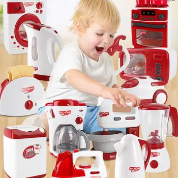 

Kids Wooden Pretend Play Sets Simulation Toasters Bread Maker coffee machine Blender Baking Kit Game mixer Kitchen role toy