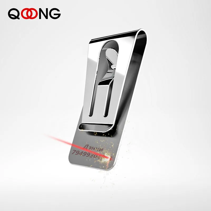 

Custom Lettering Stainless Steel Metal Money Clip Fashion Simple Silver Black Dollar Cash Clamp Holder Wallet for Men Women