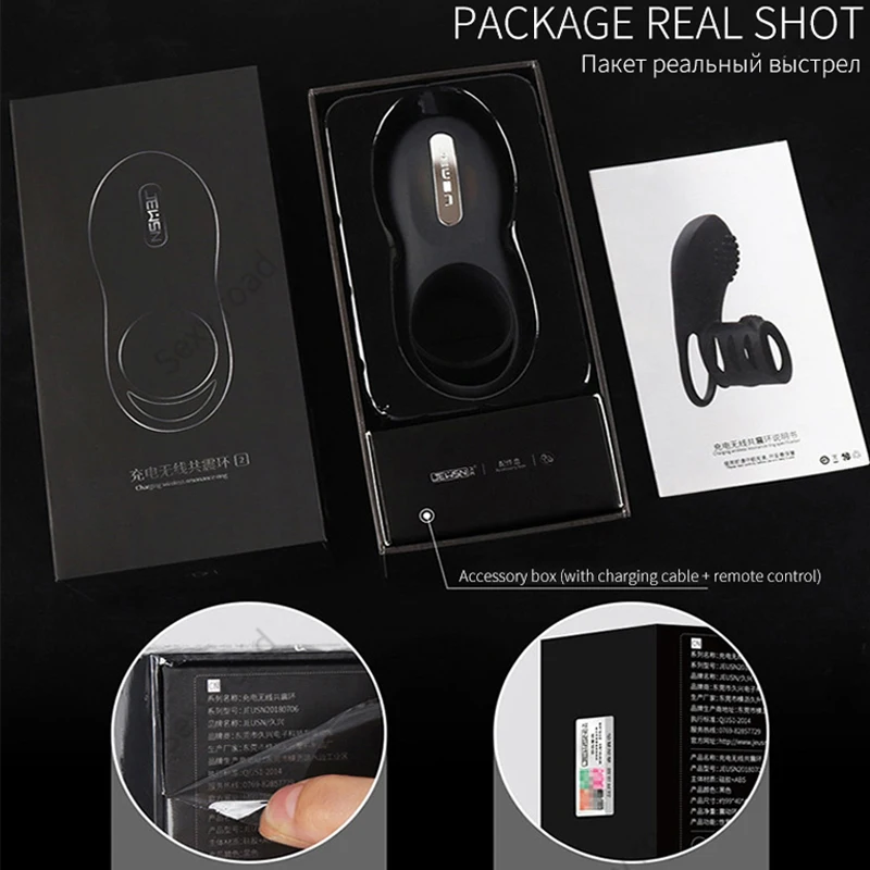 Vibrating Penis Ring Double Remote Control Cock Rings Vibrators Delay Premature Ejaculation Lock Sex Toys for Male Masturbator
