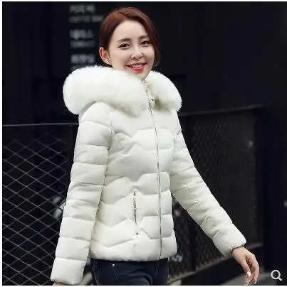 Женская зимняя куртка с капюшоном размера плюс с меховым воротником, теплая Толстая парка с хлопковой подкладкой, модное женское пальто Y16 - Цвет: White