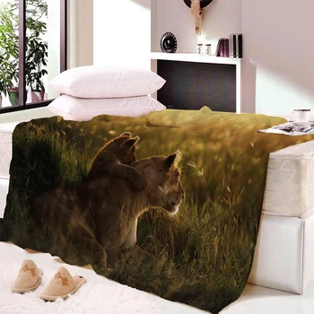 

Animal Print Lion Tiger Unicorn Rainbow Blanket Believe Miracles Cartoon Throw Blanket on Sofa Bed for Kids Bedding Blanket