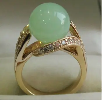

2020 Beautiful 12MM Green Jade Women' s Ring AAA Size 6-10