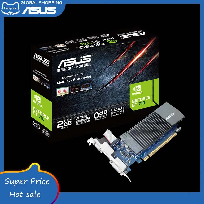 Asus GT710-SL-2GD5-BRK Graphics GeForce®Видеокарта GT 710 DDR5 2 ГБ 1 PCI Express 0 HDMI-совместимая с DVI |