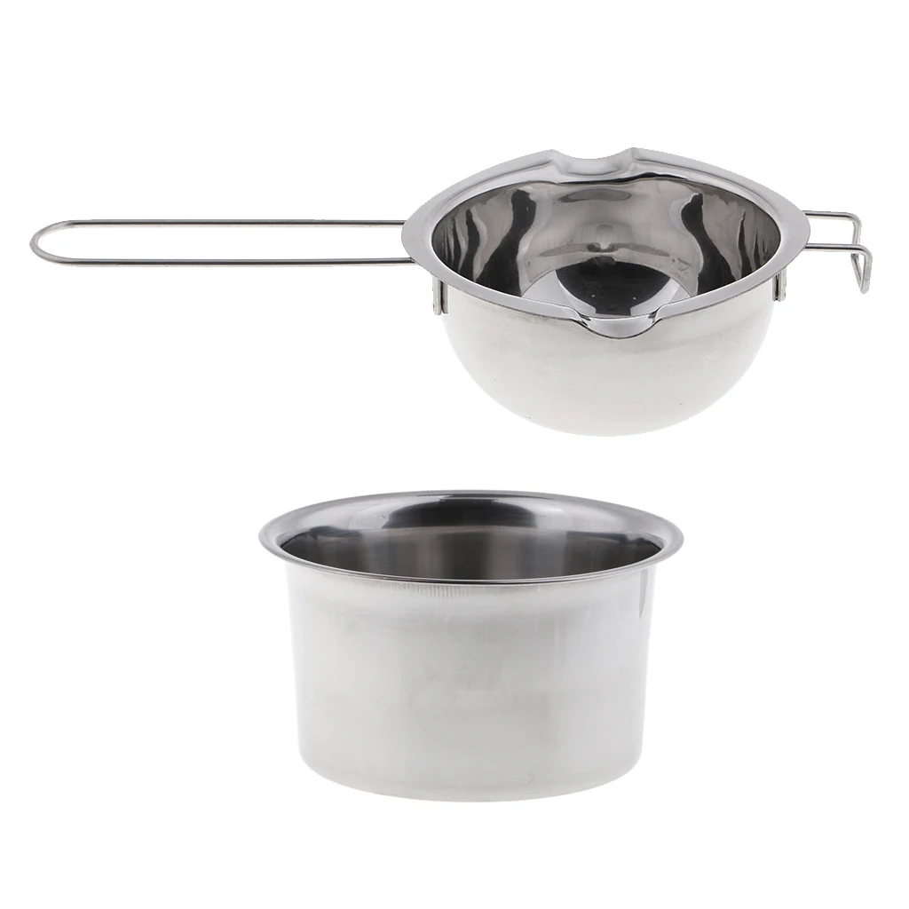 2pcs/set Stainless Steel Candle Wax Melting Pot Double Boiler For DIY Scented Handmade Candles Soaps Making Craft 2pcs/set Stainless Steel Candle Wax Melting Pot Double Boiler For DIY Scented Handmade Candles Soaps Making Craft