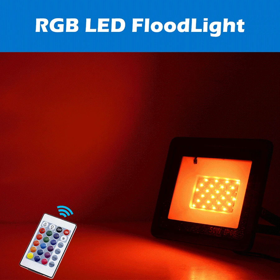 Details about   RGB LED Floodlight AC220V 10W 30W 50W 100W Outdoor Wall Lamp Reflector Garden 