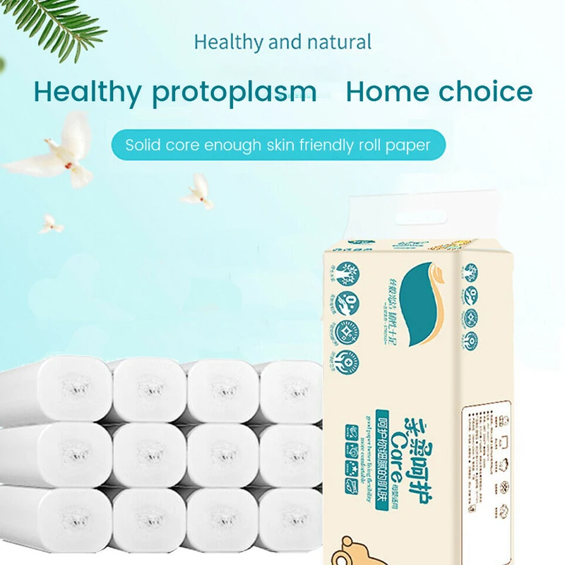 

Home Bath Paper Bath Toilet Economical Paper 12 Rolls Bulk Rolls Tissue Bathroom White Soft 3 Ply Household Home Tissue