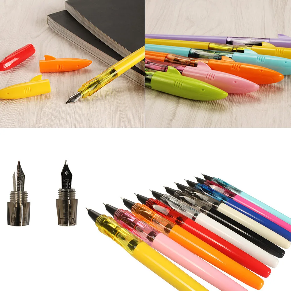 Jinhao Акула спираль Прозрачный Красочный Офис тонкий перьевая ручка