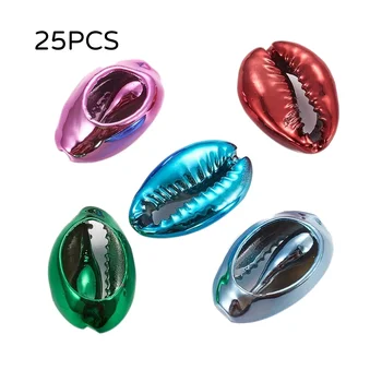 

25pcs Alloy Shell Beads Dyed Cowrie Shell DIY Necklace Beads Jewelery Accessories
