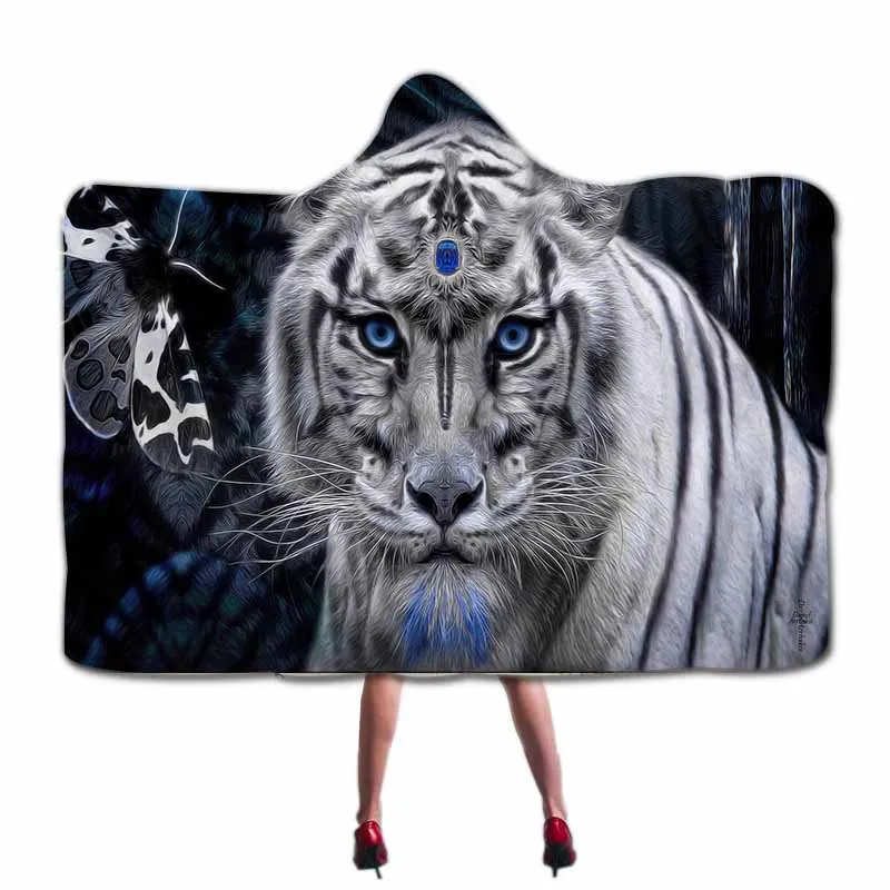 Majesty animals Tiger одеяло с капюшоном для взрослых и детей, микрофибра, толстовка с капюшоном, одеяло, офисное одеяло для короткого сна, для игр, носимая шаль, накидка