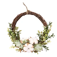 Artificial Woven Branch Base Garland Wreath Berries Eucalyptus Flowers Nordic Style Cotton National Tree Party Festival Decor