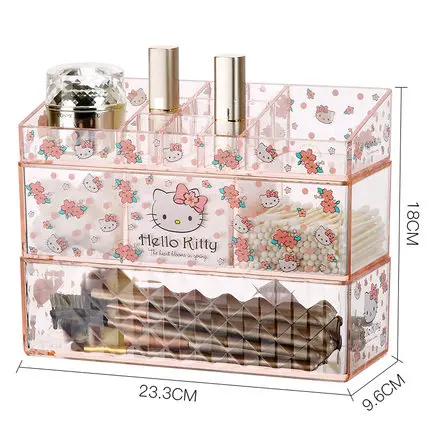Hello kitty, хлопковая коробка для макияжа, аксессуары, Кисть для макияжа, коллекция пудры, акриловый Органайзер для макияжа, косметический Органайзер, коробка для хранения - Цвет: Cosmetics Holder