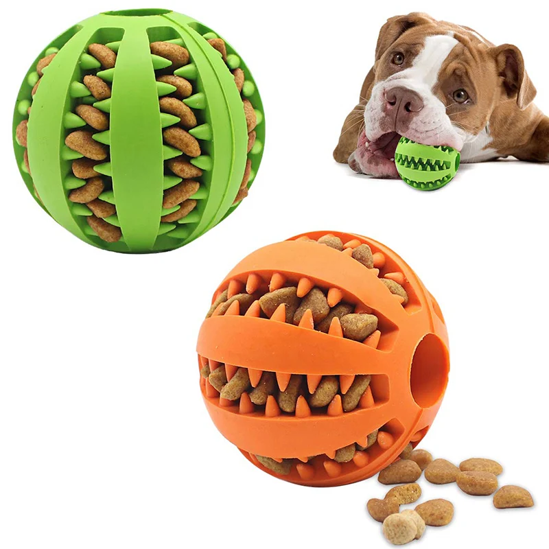 Perro pelota de juguete juguetes interactivos para perros mascotas tratamiento alimentadores de limpieza no-tóxico mordedura-resistente elástico Natural pelota de goma