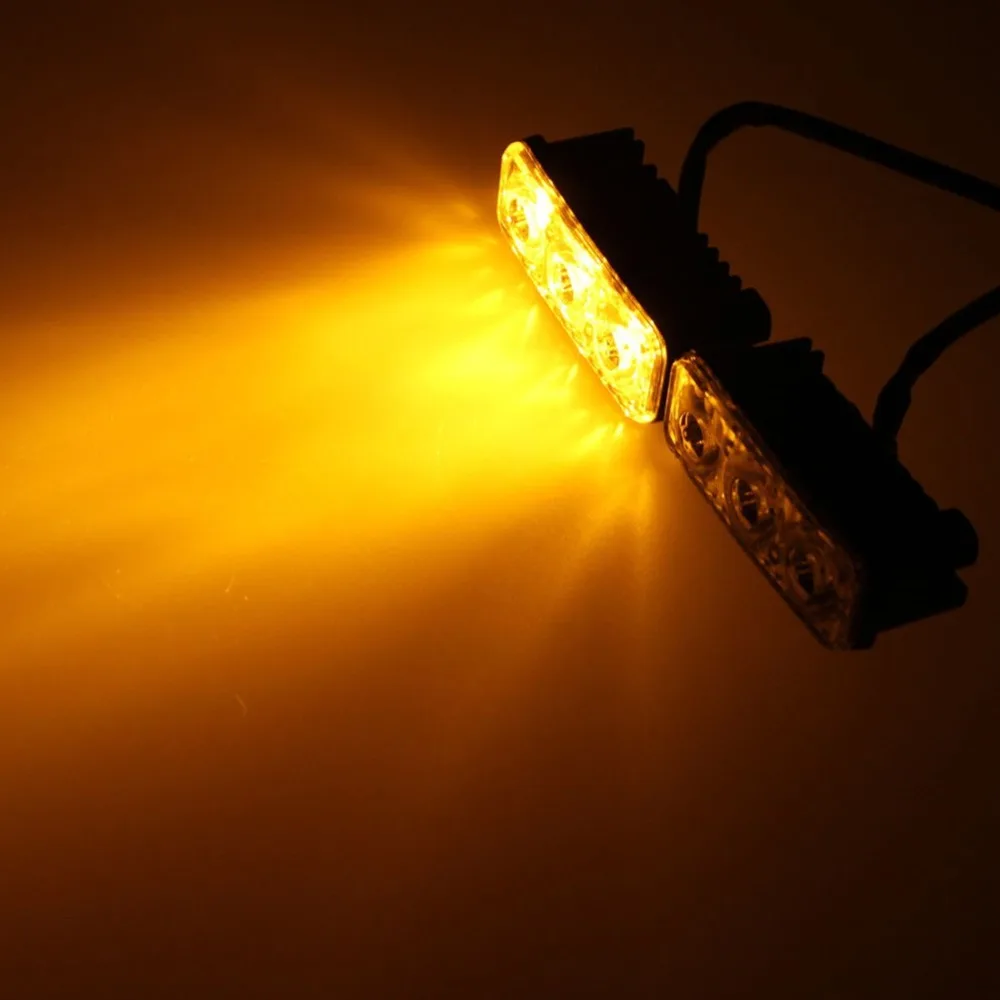 YAM 2x High Power Car 3LED White DRL & Amber Turn Signal Daytime Running Light DC12V  hot