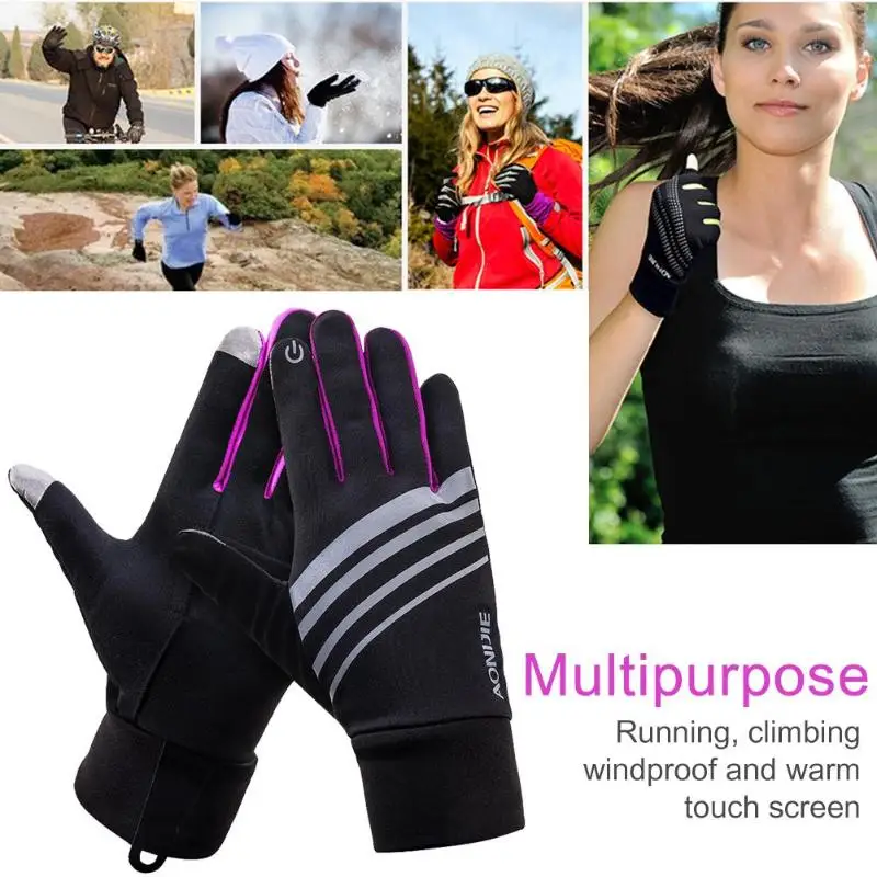 Зимние спортивные перчатки для бега на открытом воздухе, теплые флисовые перчатки с сенсорным экраном