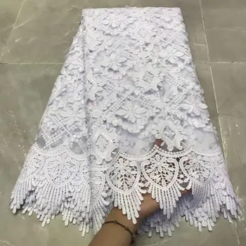 

Soso Pure White African Lace Fabric High Quality African Guipure Lace Trim Embroidery French Net Lace With Sequins For Wedding