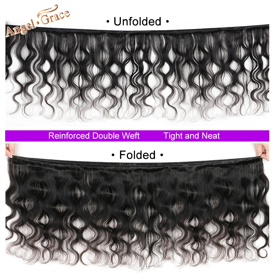 Angel Grace Hair Store малазийские объемные волнистые человеческие волосы пучки с закрытием 3 пучка с закрытием Remy человеческие волосы естественного цвета