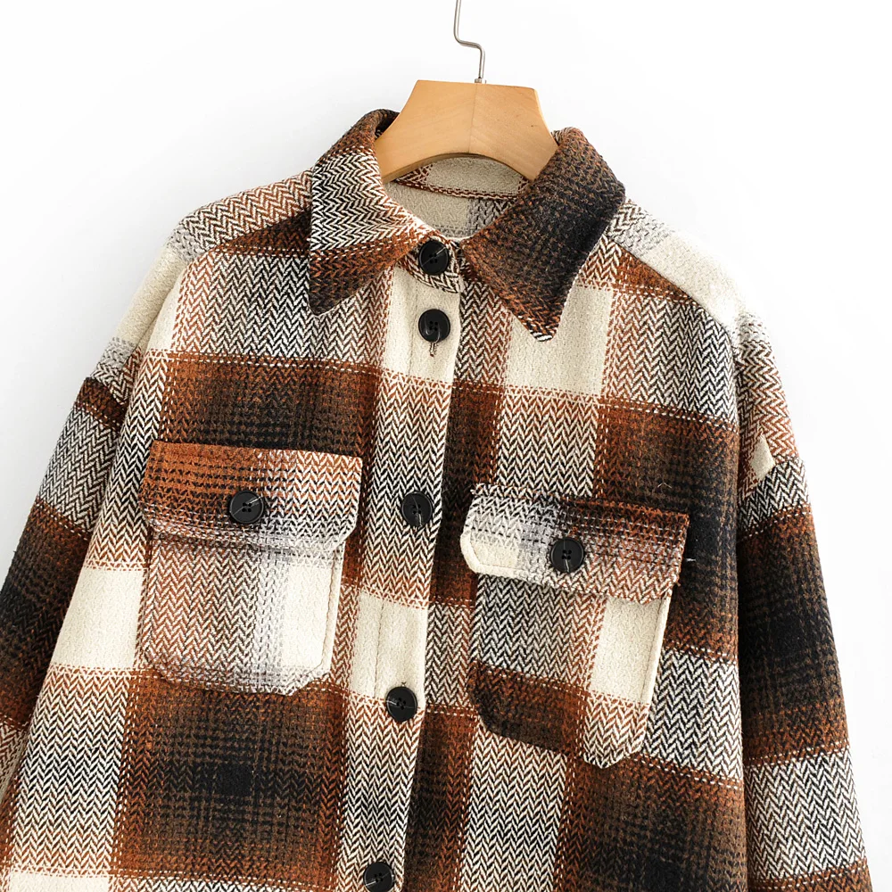 Ideal  HOM Autumn Women's Fashion Star's New Style Fashion Jacket 0779890 with Thick Herringbone Chequered