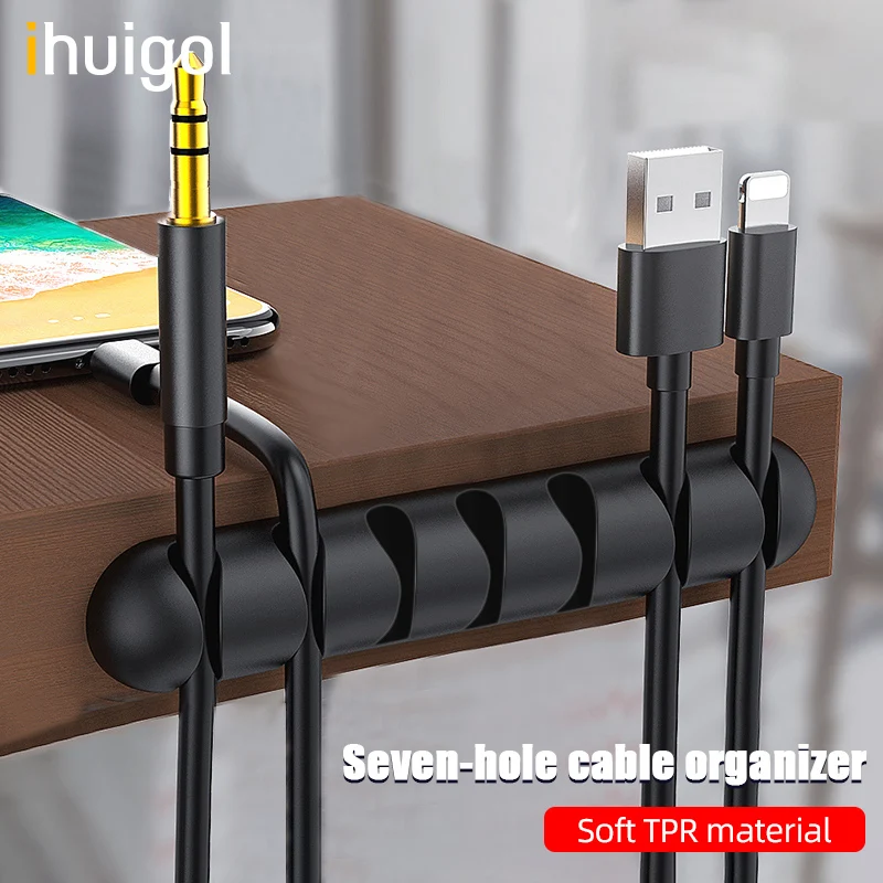 Ihuigol силиконовый usb кабель Органайзер 7 отверстий для намотки проводов управление