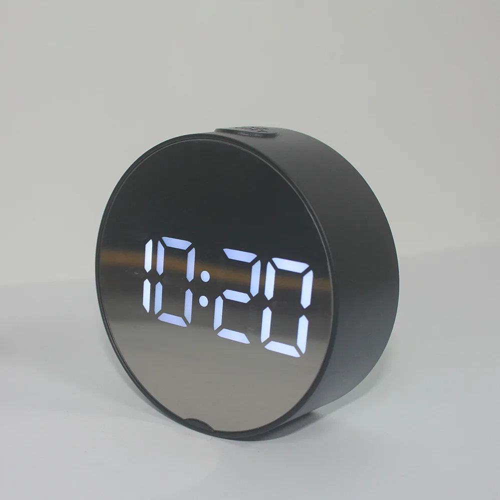 Цифровой зеркальный будильник светодиодный электронный настольный часы Повтор будильника Отображение времени температуры для украшения дома - Цвет: EE