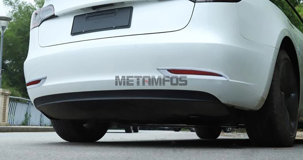 Для Tesla модель 3 углеродное волокно задний противотуманный светильник, противотуманный светильник, декоративная отделка, внешние аксессуары, Стайлинг автомобиля