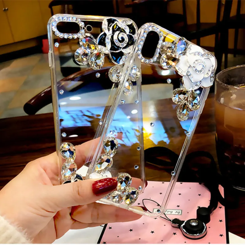

Flower Glass Rhinestone Phone Case For Nokia 2.2 1 plus 8.1 plus 9 3.1plus x7 3.1 5.1 X6 6.1 N7 N8 X71 7.1 4.2 Cases Funda Coque