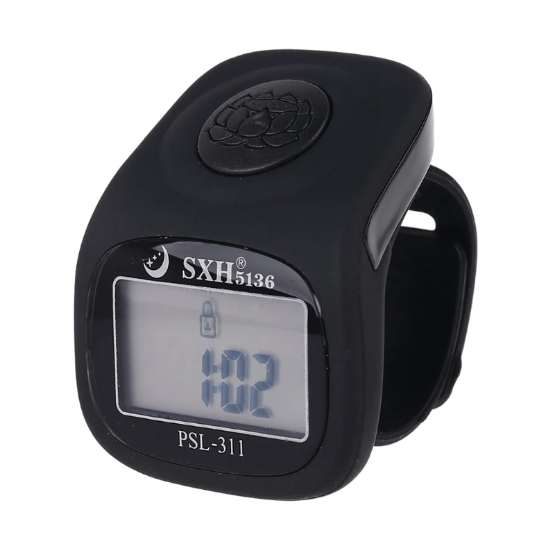 

6 Digital Finger Tally Counter 8 Channels w Backlight Time Prayer Silicone Ring