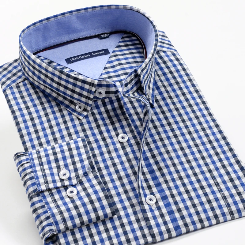 2024New Fall  Plus size long sleeve plaid shirt 8XL 9XL 10XL 11XL 12XL Men\'s 100% cotton shirt Brand clothing