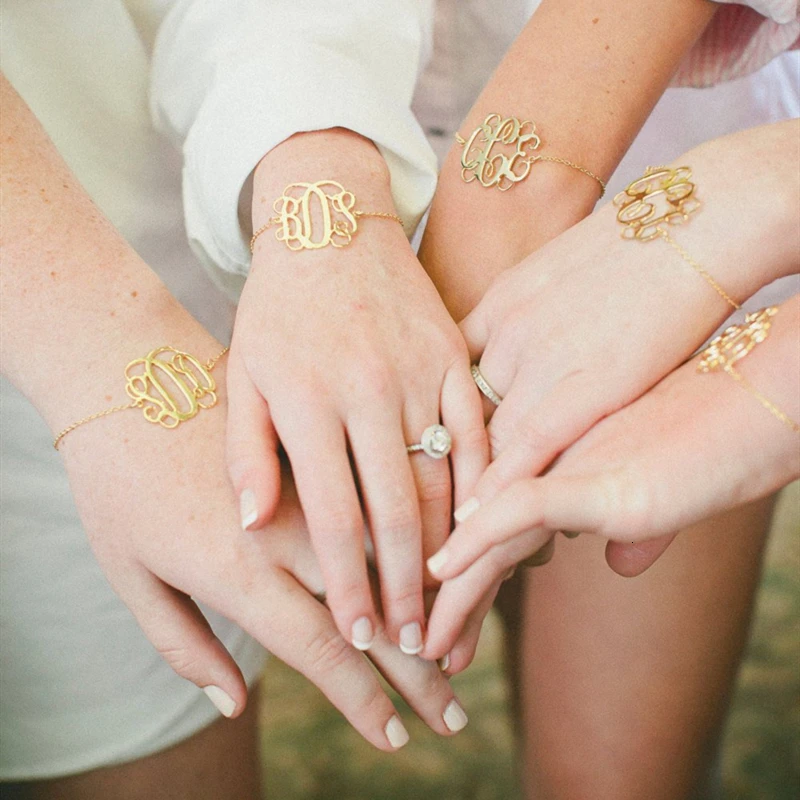 Персонализированный именной браслет для женщин на заказ Boho Monogram Pulseiras ювелирные изделия из нержавеющей стали розовое золото Инициалы мужские браслеты