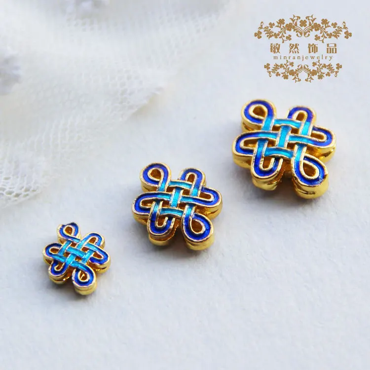 Bluing Cloisonne Цвет аксессуары из эмали Xiangyun китайский узел разделитель бусины браслеты кулон ожерелье орнамент аксессуары