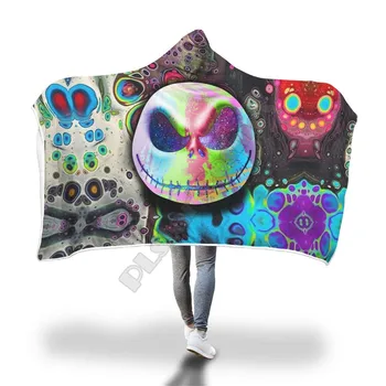 

The Nightmare Before Christmas Jack Skull 3d printed Hooded Blanket Adult child Sherpa Fleece Wearable Blanket Halloween Style-1