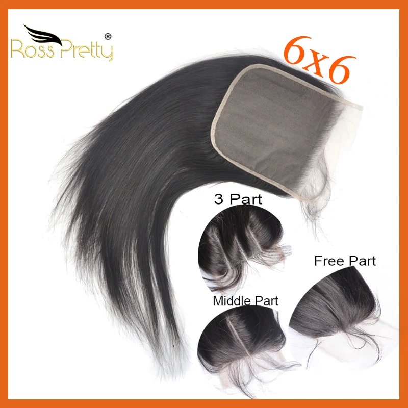 Lace Closure 6x6 Peruvian Straight Hair 24inch Pre Plucked Light