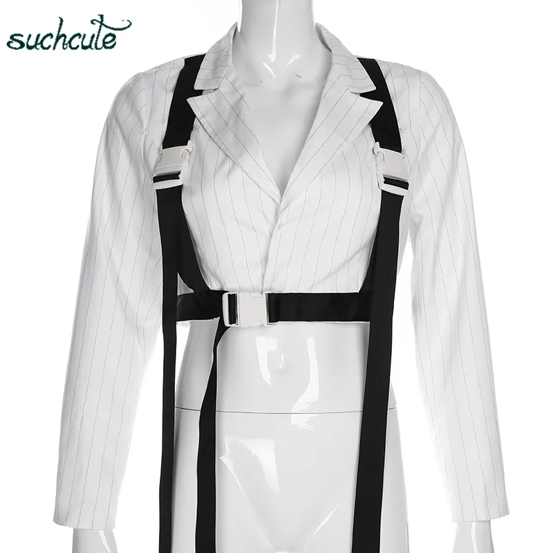 SUCHCUTE, полосатая женская блузка, повязка, металл, Модис, длинный рукав, женская рубашка, Harajuku, корейский стиль, шикарный, тонкий, для офиса, женские топы