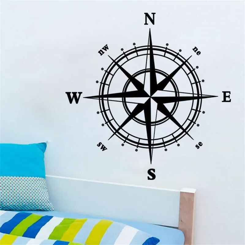 New Sailing Compass Wall Decal Vinyl Sticker Nautical Art Decor Directional North South East West For Baby Kids Rooms | Дом и сад
