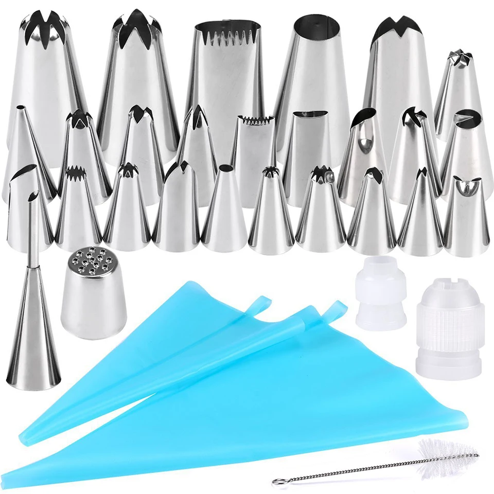 32Pcs/Set Cake Decorating Tools Icing Piping Cream Pastry Bag Flower Cream Nozzles Bag Tips Kitchen Accessories cake decorating tip set cake icing nozzles baking nozzle set cake decorating nozzle set pastry bag set