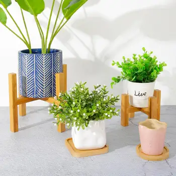 Wooden Support Home Floor Decorative Plant Rack Stand 2