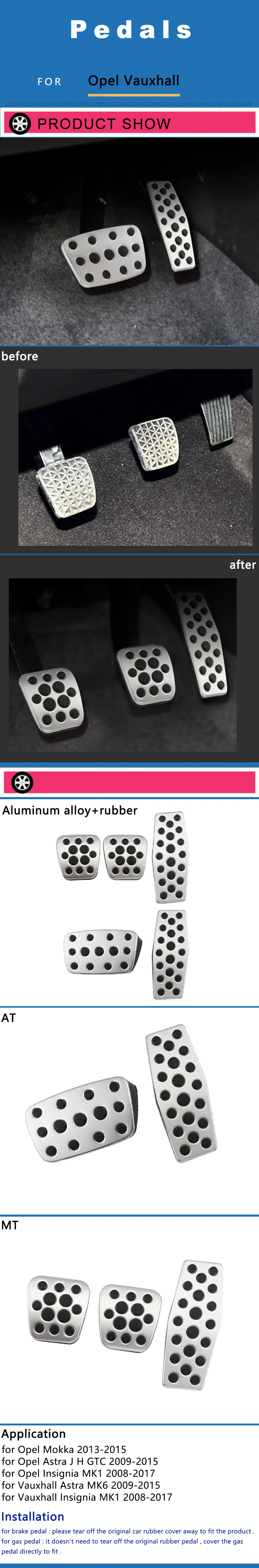 À Car Pedals Accelerator Gas Brake Pedal Cover for Opel Mokka Astra J