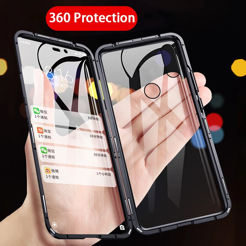 Для Xiaomi Mi 8 чехол 360 Двусторонняя металлическая магнитное закаленное стекло крышка чехол для Xiaomi Mi 6X A2 противоударный чехол для тяжелых условий эксплуатации Чехол Fundas